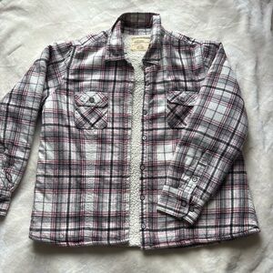 Unisex Natural Reflections Red and Gray Plaid Thick Jacket